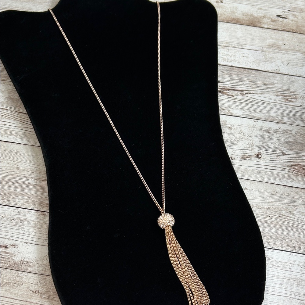 Touchstone by Swarovski Rose Gold Crystal Tassel Necklace